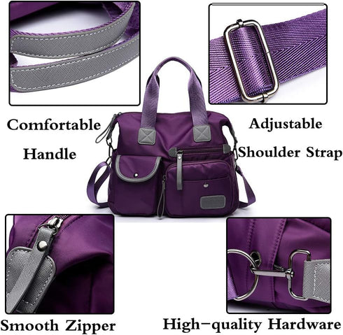 Women Ladies Multipocket Nylon Hobo Top-handle Bags Shoulder Crossbody Bag Totes Satchels Handbags and Purses…...