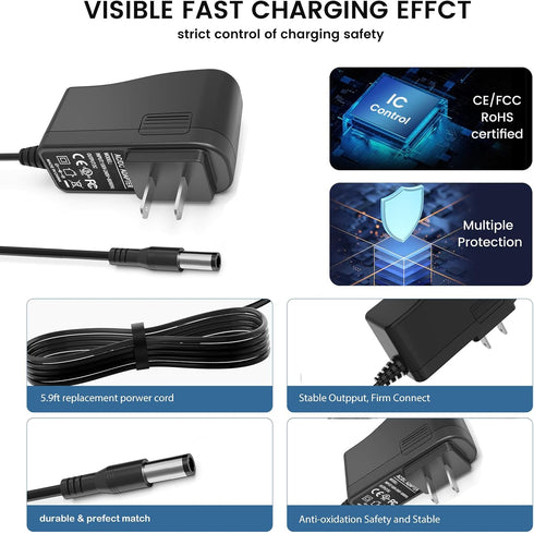for Bissell Pet Stain Eraser 2837 2842 2846 2877 Charger for Bissell 1624554 Cordless Vacuum Cleaner Power Cord AC DC Adapter Supply...