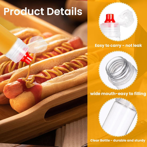 RAYNAG 8 Pack Honey Bottles Reusable Plastic Squeeze Bottle with Flip Lids Condiment Dispenser For Ketchup Salad Sauce Honey Tomato Mustard Dressi...