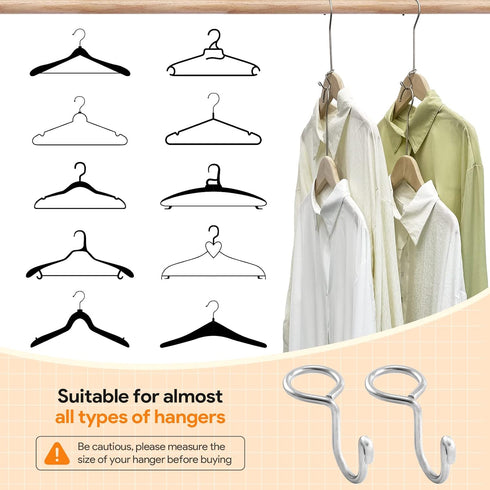 Metal Clothes Hanger Connector Hooks, 50PCS Hanger Extender Hooks, Clothes Hanger Organizer Mini Space Saver Hangers Stainless Steel Hooks for Han...