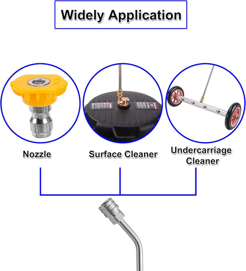 Pressure Washer Wand, 45 Degree Curved High Pressure Power Washer Extension Wand with 5 Spray Nozzles, 1/4 Inch Quick Connect Undercarriage and Gu...