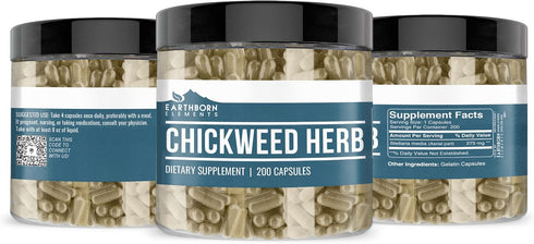 Earthborn Elements Chickweed Herb (200 Capsules) Pure, No Fillers or Additives...