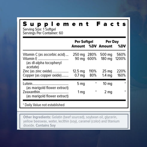 Focus Select AREDS2 Based Eye Vitamin-Mineral Supplement - AREDS2 Based Supplement for Eyes (60 ct. 30 Day Supply) - AREDS2 Based Low Zinc Formula...