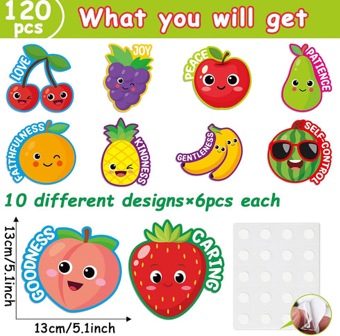 60Pcs Fruit of The Spirit Christian Bulletin Board Set Bible Religious Accents Cutouts Sunday School Christian kids Classroom Wall Decor Education...