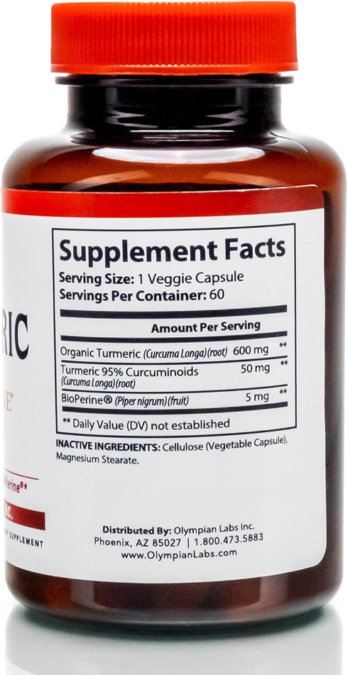 Olympian Labs Turmeric with BioPerine for Superior Absorption, Healthy Joint Support, 60 Capsules...