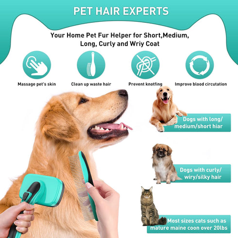 Dogs Self-Cleaning Slicker Brush for Shedding Long & Short Haired Cats, Safe Painless Bristles Removes Loose Undercoat, Tangled For All Size Pet, ...