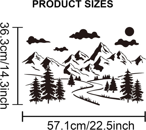 Large Mountain Forest Stencils Forest Landscape Stencil Template 23.6×15.7inch Sun Cloud Tree River Painting Stencils Reusable DIY Art Decoration ...