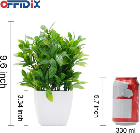 OFFIDIX Artificial Eucalyptus Plants with White Square Vase Small Artificial Tree for Office Desktop Decor Fake Plants for Home and Office Indoor ...