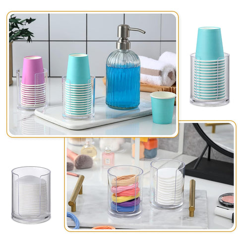 AOZITA Bathroom Cup Dispenser, 2 Pack Mouthwash Cups Holder, Small Disposable Paper Cup Holders for Rinsing Cups On Bathroom Vanity Countertops...