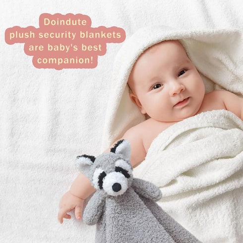 Baby Gray Raccoon Soft Stuffed Animal Security Blanket, Plush Raccoon Character Lovey Blanket, Baby Shower/Nursery Gift, Cuddly Newborn, Infant, T...