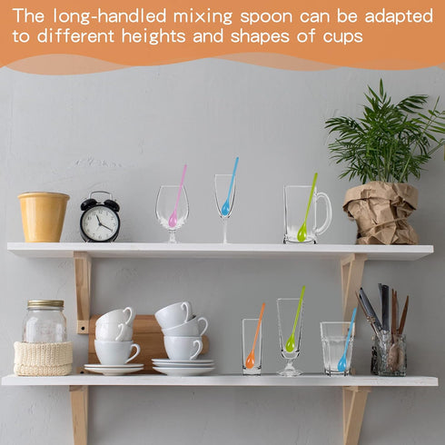 8 Pcs Iced Tea Spoons Long Plastic Ice Handle Spoon Colorful Teaspoons 8.9" Coffee Stirring Spoons Long Handle Spoon Long Teaspoons for Mixing Ice...