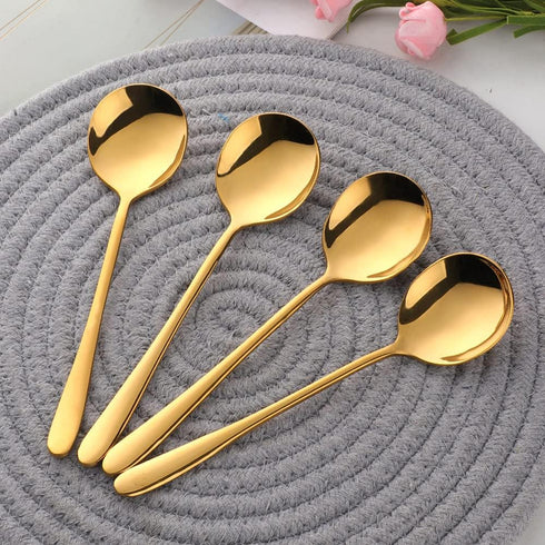 Soup Spoon, 12PCS 7.48inch Stainless Steel Soup Spoon,Dinner Spoon(Gold)...