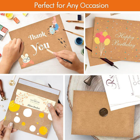 A1 Small Envelope - Mini Brown Kraft Paper Envelopes| Self Sealing |Perfect sized envelopes for personalize gift cards, wedding envelopes or Birth...