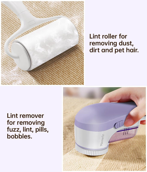 Fabric Shaver & Lint Roller Set, Electric Lint Remover for Clothes, Furniture and Couch, Sweater Shaver, Lint Roller Works Great On Pet Hair, Stic...