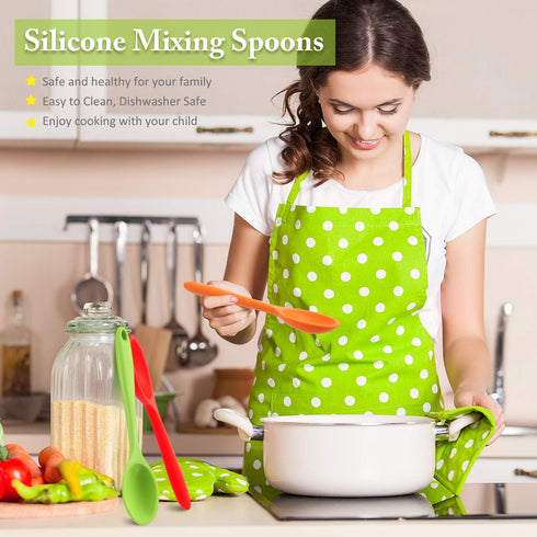 Shappy 4 Pieces Silicone Mixing Spoon Spatula Scrapers for Cooking, 10.6 Inch Heat Resistant Large Non Stick Basting Utensil for Mixing, Baking, S...