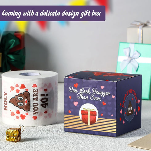 40th Birthday Gifts for Women, Men, Her, Him - Happy Prank Toilet Paper - 40th Birthday Decorations, Party Supplies Favors - 40 Years Old Funny Ga...