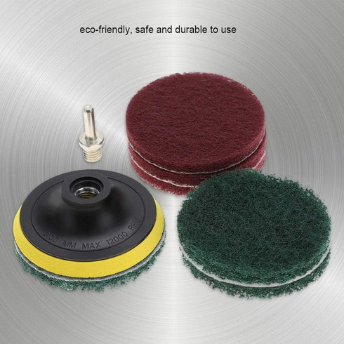 Drill Brush Power Scouring Pads, 4in 100mm Drill Power Brush Tile Scrubber Scouring Pads Cleaning Kit, Drill Attachment Cleaner Tool with Shaft...