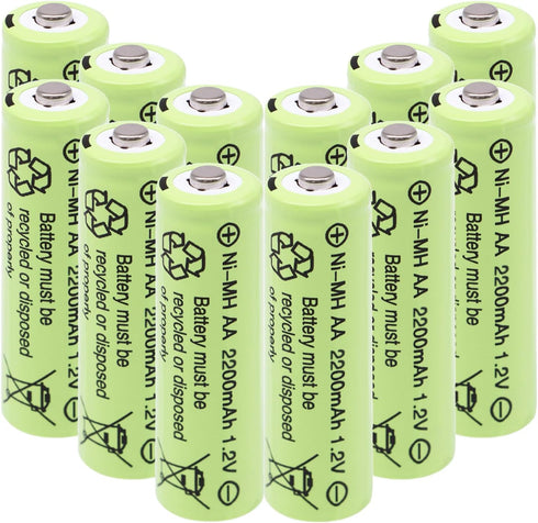 AA Batteries 2200mAh high capacity precharged NI-MH AA Rechargeable Batteries, 1.2V Double A Long Lasting for Toys, Remote controls, Hand held gam...