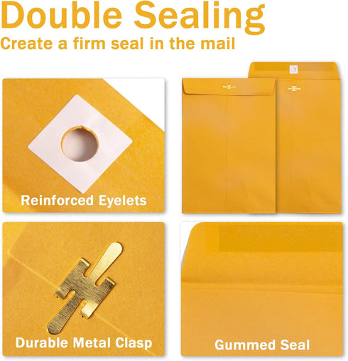 6x9 Clasp Envelopes - 20 Pack, Goefun Manila Envelopes 6x9, 100GSM Heavy Kraft Paper, Brown Yellow Mailing Envelopes 6x9...