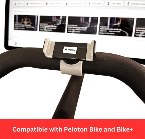 Phone Holder Compatible with Peloton Bike & Bike Plus - Secure Fit and Easy One-Hand Operation - 360 Degree Rotation - Mount for Stationary Exerci...
