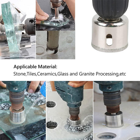 Glass Drill Bit Set, 5 pcs Diamond Drill Bits Hole Saw Bottle Extractor Remover Tool for Glass Marble Granite Fiberglass Ceramic Tile 1/4in 0.24IN...
