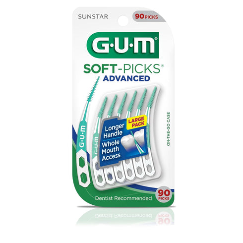 GUM Soft-Picks Advanced, Easy to Use Dental Picks for Teeth Cleaning and Gum Health, Disposable Interdental Brushes with Convenient Carry Case, De...