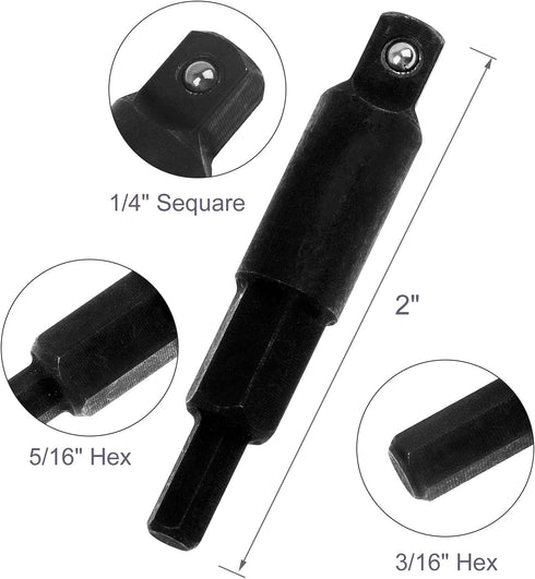 1/4 Inch Hexagon Socket Wrench Set, Black, Alloy Steel...