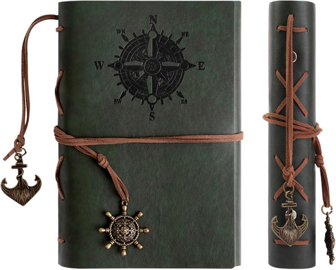 Refillable faux leather journal, password book, planner, sketchbook, notepad, portable travel diary, gift for men and women- A6 Size-(7in x 5in (G...