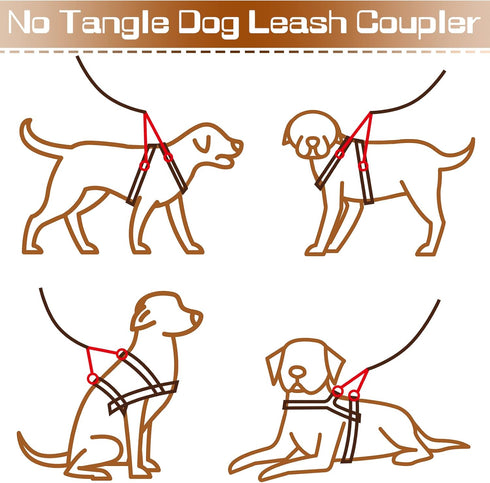 4 Pieces No Tangle Dog Leash Couplers Black Double Clip Leash for Dogs Two Clasp Dog Double Leashes 0.6 Inch Wide Heavy Duty Nylon Leash Splitter ...
