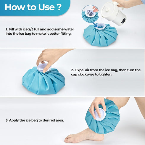 Ice Pack for Injuries Reusable: Ohuhu 3 Packs Ice Cold Packs Ice Bag Hot Water Hot & Cold Therapy Pain Relief for Knee Leg Injury No-Leak Breathab...