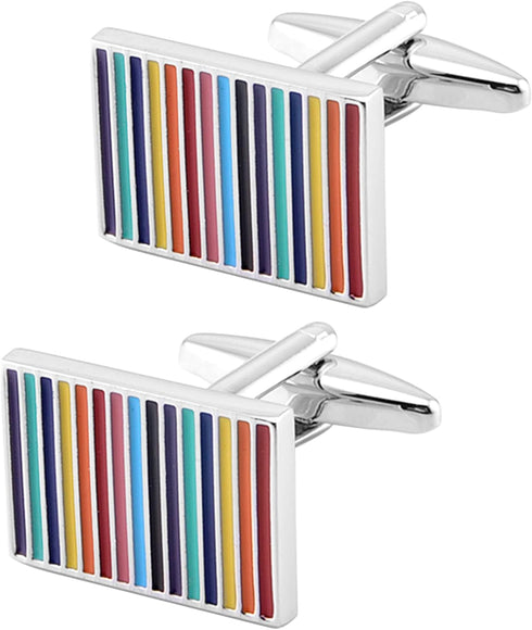 Rainbow Stripes Cufflinks for Men Rectangle Pair Men Cuff Links Classic Men Tuxedo Shirt Cufflink For Business Wedding Daily Shirts...