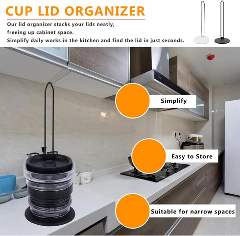 2 Packs Revolutionary Tumbler Lid Organizer, Slim Vertical Storage for Up to 10 Lids, Clutter-Free Kitchen Cabinets and Countertops Organization?W...
