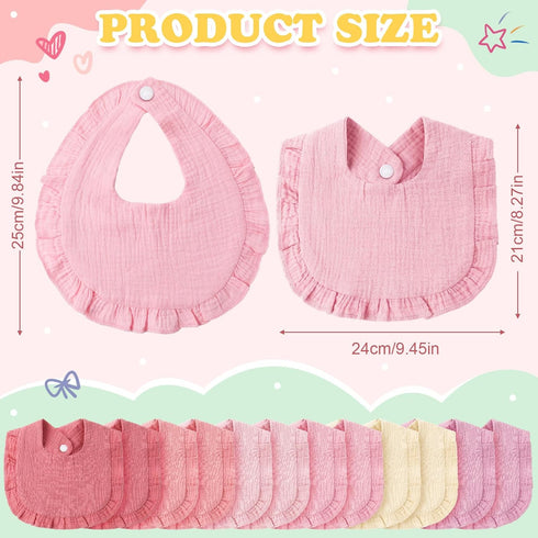12 Pcs Baby Muslin Bibs Girl 4 Layer Soft Drool Bibs Set Baby Bibs Drool Bandana Lap Shoulder Drool Cloths Bibs Cotton Bibs Teething Bibs for Baby...