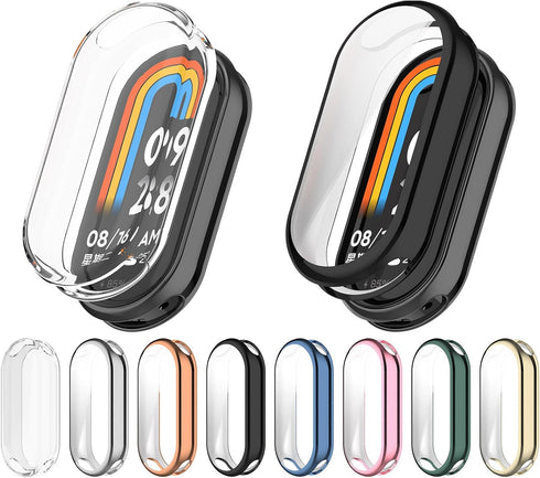 Compatible with Xiaomi Band 8 TPU Protective Case Cover, Smartwatch Protective Case Cover Shell Soft and Durable(Black)...