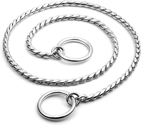 Mogoko Stainless Steel Dog Choke Chain Collar, Puppy Metal Snake Chain Pet Show Slip Collar Choker for Training Walking (Silver;20.0"*4.0mm)...