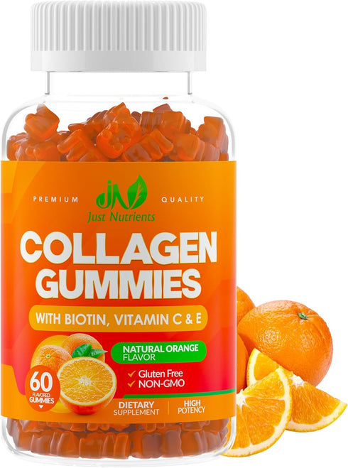Collagen Peptides Gummies with Biotin, Vitamin C & E for Women & Men - Hair, Skin, Nails & Joints - Gluten-Free, Non-GMO - 60 Gummies...