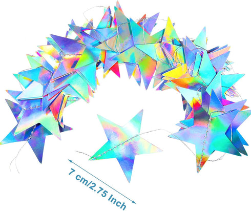 Patelai Glitter Star Garland Banner Decor 130 Feet Star Hanging Bunting Banner Twinkle Backdrop for Classroom Baby Shower Wedding Birthday Christm...