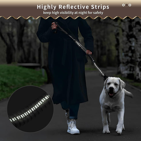 Heavy Duty Dog Leash, 4-6 Feet 2 Comfortable Padded Control Handles, Traction Shock Absorbing Dog Leash for Training, Anti-Pull Reflective Dog Lea...