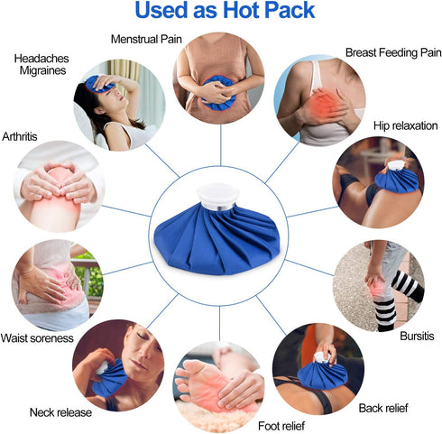 DoeDoe Ice Bag Packs for Injuries Reusable, Refillable 3 Ice Packs (6"/9"/11") with Elastic 1 Breathable Wrap, Hot & Cold Therapy and Pain Relief ...
