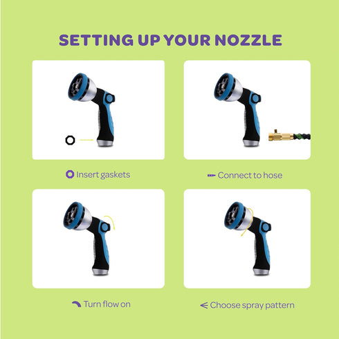 Hose Nozzle Heavy Duty Hose Sprayer With 10 Adjustable Watering Patterns. Thumb Control Design, Comfortable Ergonomic Grip, Garden Hose Nozzle for...