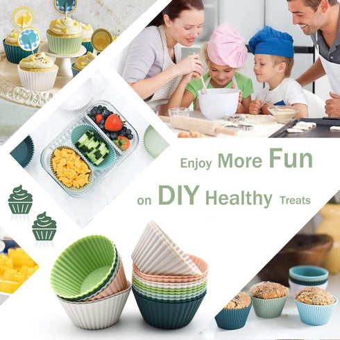 Reusable Silicone Cupcake Baking Cups 24 Pack, 2.75 inch Silicone Baking Cups, Non-stick Muffin Cupcake Liners for Party Halloween Christmas, Easy...