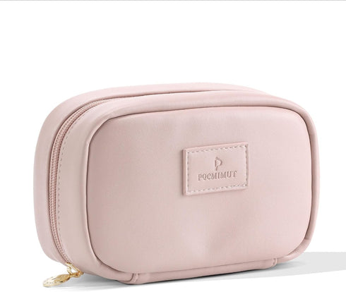 Pocmimut PU Leather Makeup Bag Small Travel Makeup Bag,Open Flat Small Makeup Bag for Purse,Purse Pouch,Small Makeup Pouch for Women(Pink)...
