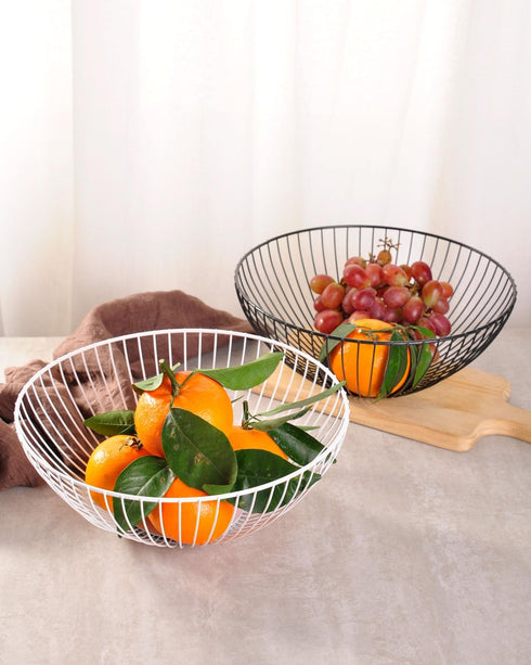 Wire Fruit Basket Fruit Bowl Kitchen Fruit Basket Stand Fruit Bowls for the Counters Metal Fruit Bowl(Low Black)...