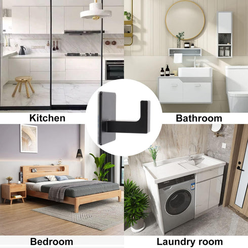 Bath Towel Hook,10 Pack Self Adhesive Square Coat Hooks, Sturdy No Drilling Robe Hook, Stainless Steel Heavy Duty Clothes Hanger, Wall Hooks for B...