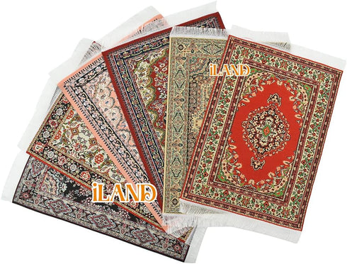 iLAND Miniature Dollhouse Accessories Victorian of Woven Dollhouse Rug 9.4” x 5.7” 9.2" x 1.8" for Dollhouse Furniture on 1/12 Scale and Dolls 3” ...