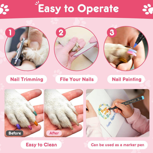 Dog Nail Polish Pens Quick Dry, 15 Colors Pet Nail Polish Set for Dogs to DIY Stylish Dog Nail Art, Dog Safe Nail Polish Non Toxic, Easy to Use - ...