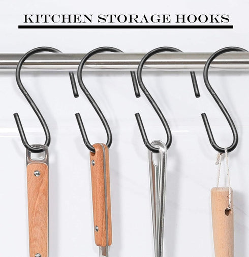 50PCS S Shaped Hooks 1 Inch Mini Ornament Storage Hooks for Hanging Jewelry Small Kitchenware Potted Plants, Black...