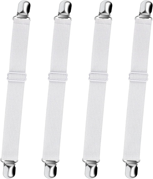 Bed Sheet Fasteners, Sopito 4pcs Adjustable Elastic Sheet Straps Heavy Duty Bed Sheet Grippers Suspenders for Mattresses Fitted Sheets Flat Sheets...