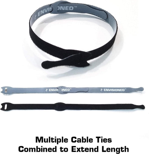 Reusable Cable Ties 1/2" x 8" for Cable Management and Organizing Cords - 60 Pack (Black)...