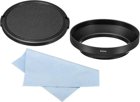 PATIKIL 67mm Lens Hood, Wide Angle Matte Surface Anti-reflective Inside Hood with Cap and Cleaning Cloth for Camera Lens, Black for Nikon, for Fuj...